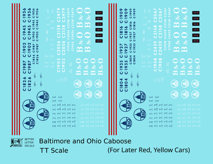 Baltimore and Ohio Yellow/Late Red Caboose Blue and White