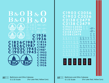 Baltimore and Ohio Yellow/Late Red Caboose Blue and White