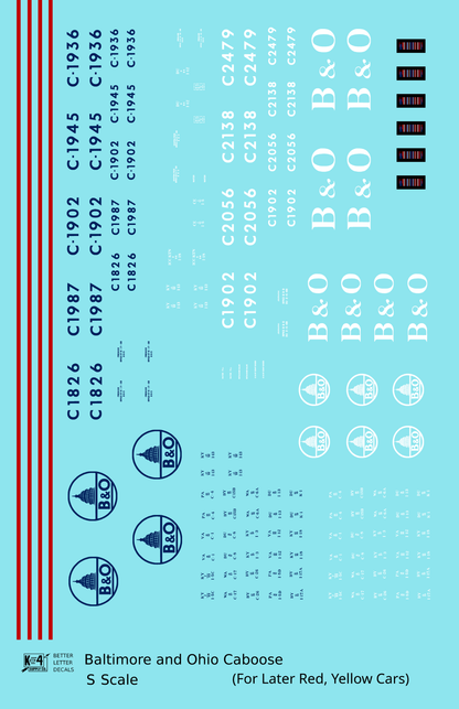 Baltimore and Ohio Yellow/Late Red Caboose Blue and White