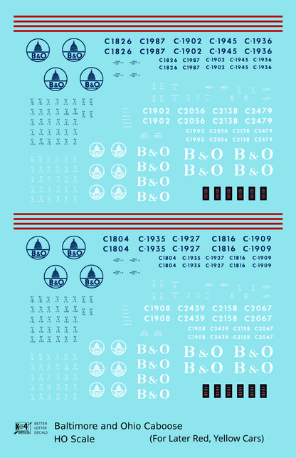 Baltimore and Ohio Yellow/Late Red Caboose Blue and White