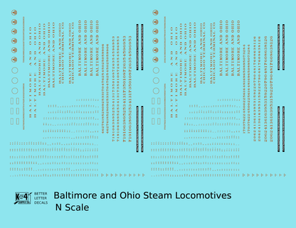 Baltimore & Ohio B&O B&OCT Steam Locomotive Bronze Gold  - Decal - Choose Scale