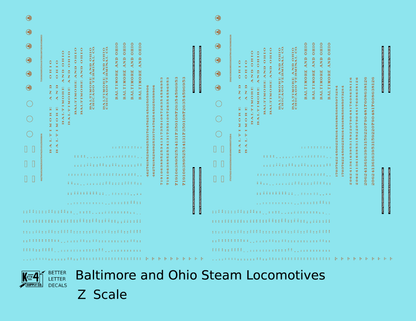 Baltimore & Ohio B&O B&OCT Steam Locomotive Bronze Gold  - Decal - Choose Scale