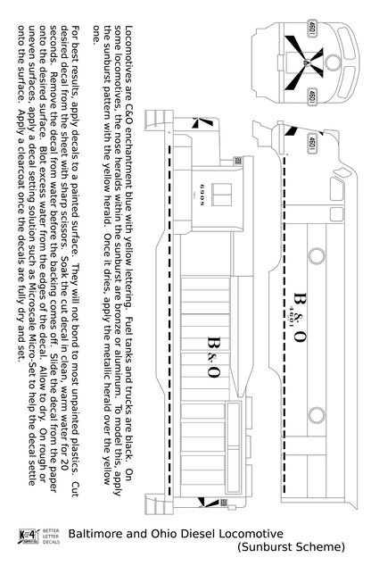 Baltimore and Ohio Diesel Locomotive Yellow Sunburst Scheme