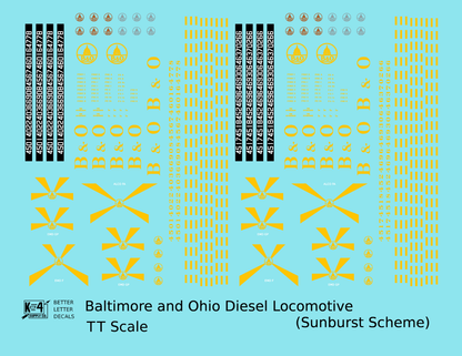 Baltimore and Ohio Diesel Locomotive Yellow Sunburst Scheme