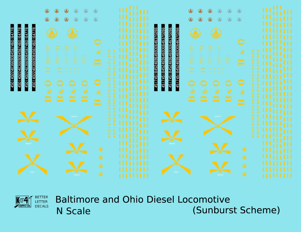 Baltimore and Ohio Diesel Locomotive Yellow Sunburst Scheme