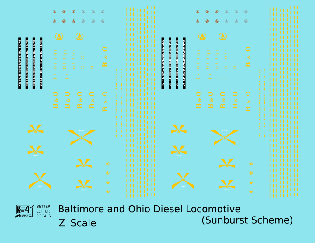 Baltimore and Ohio Diesel Locomotive Yellow Sunburst Scheme