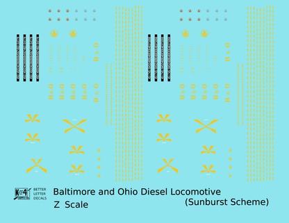 Baltimore and Ohio Diesel Locomotive Yellow Sunburst Scheme