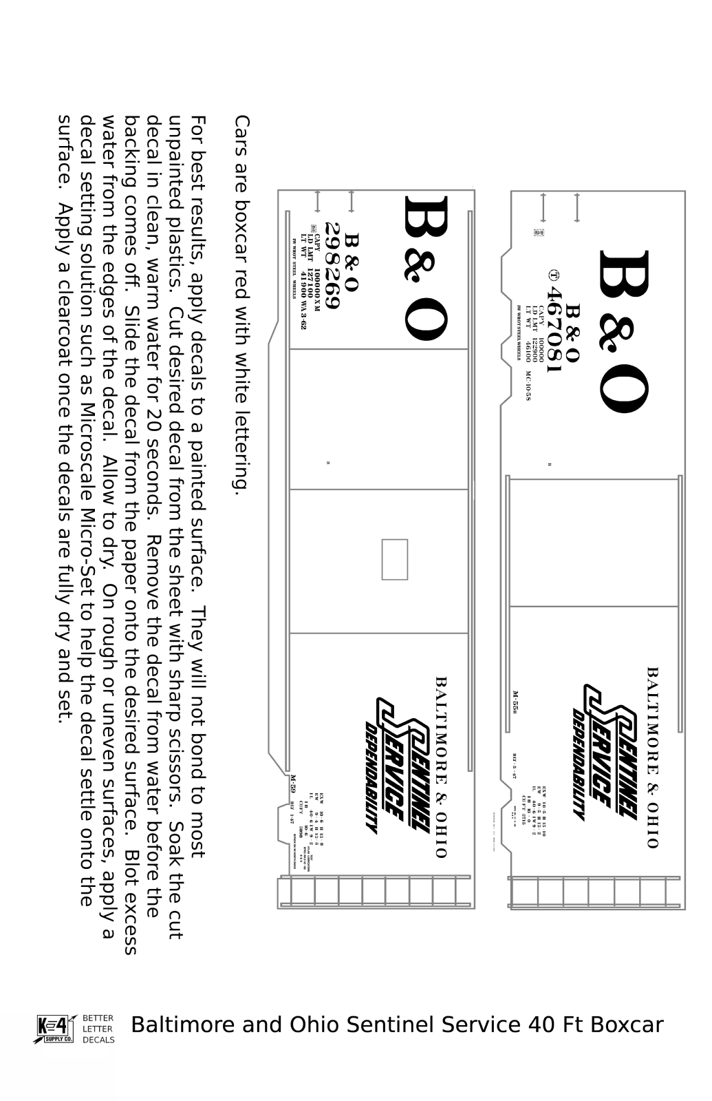 Baltimore and Ohio 40 Ft Boxcar White Sentinel Service
