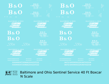 Baltimore and Ohio 40 Ft Boxcar White Sentinel Service