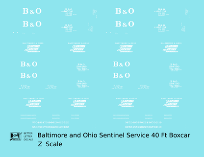 Baltimore and Ohio 40 Ft Boxcar White Sentinel Service