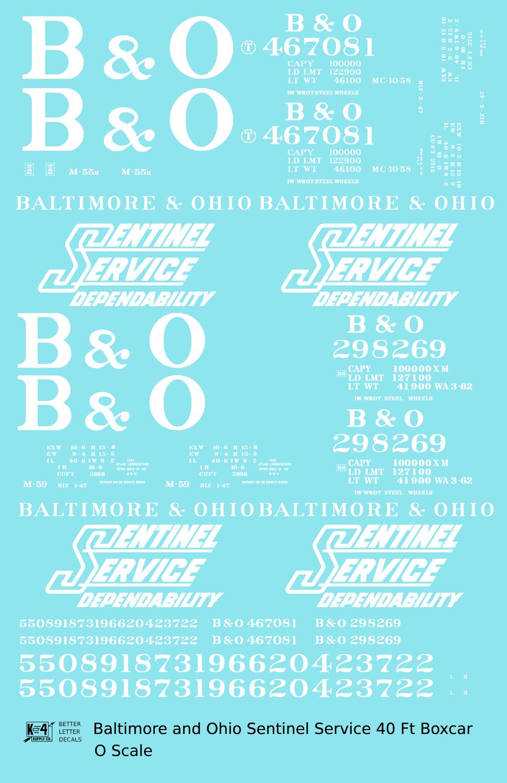 Baltimore and Ohio 40 Ft Boxcar White Sentinel Service