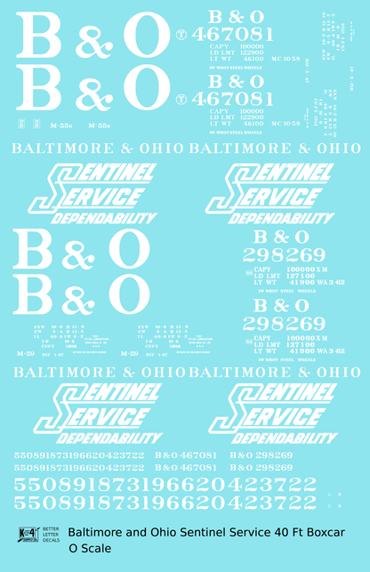 Baltimore and Ohio 40 Ft Boxcar White Sentinel Service