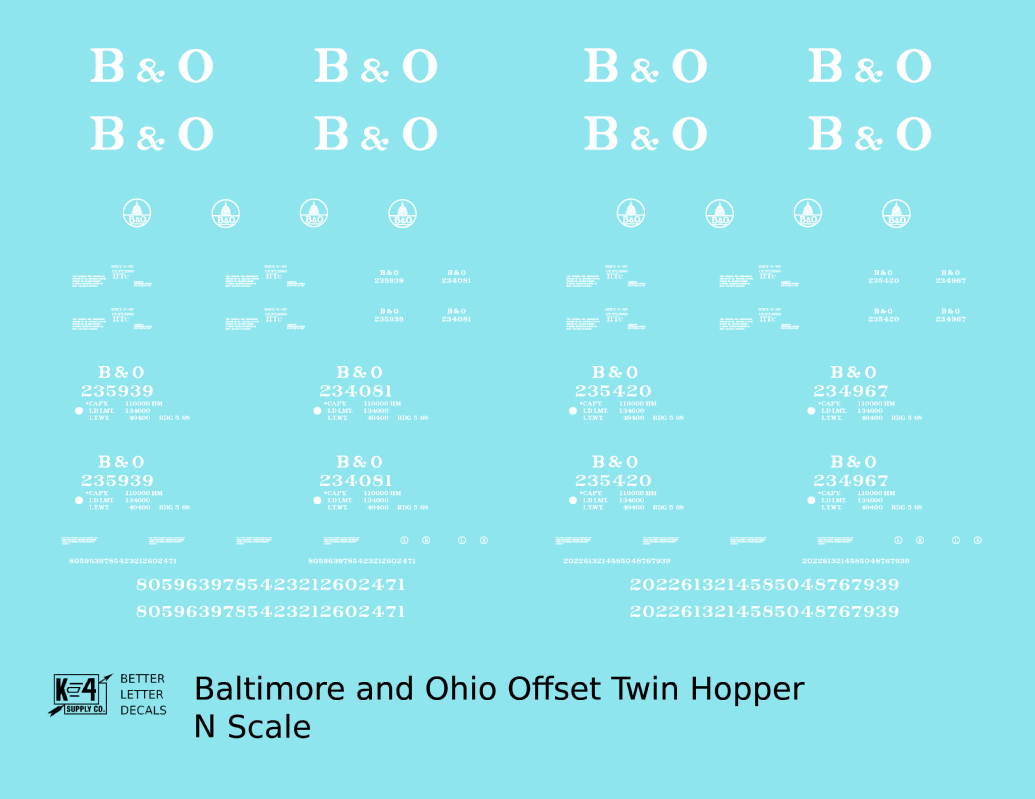 Baltimore and Ohio Offset Twin Hopper White