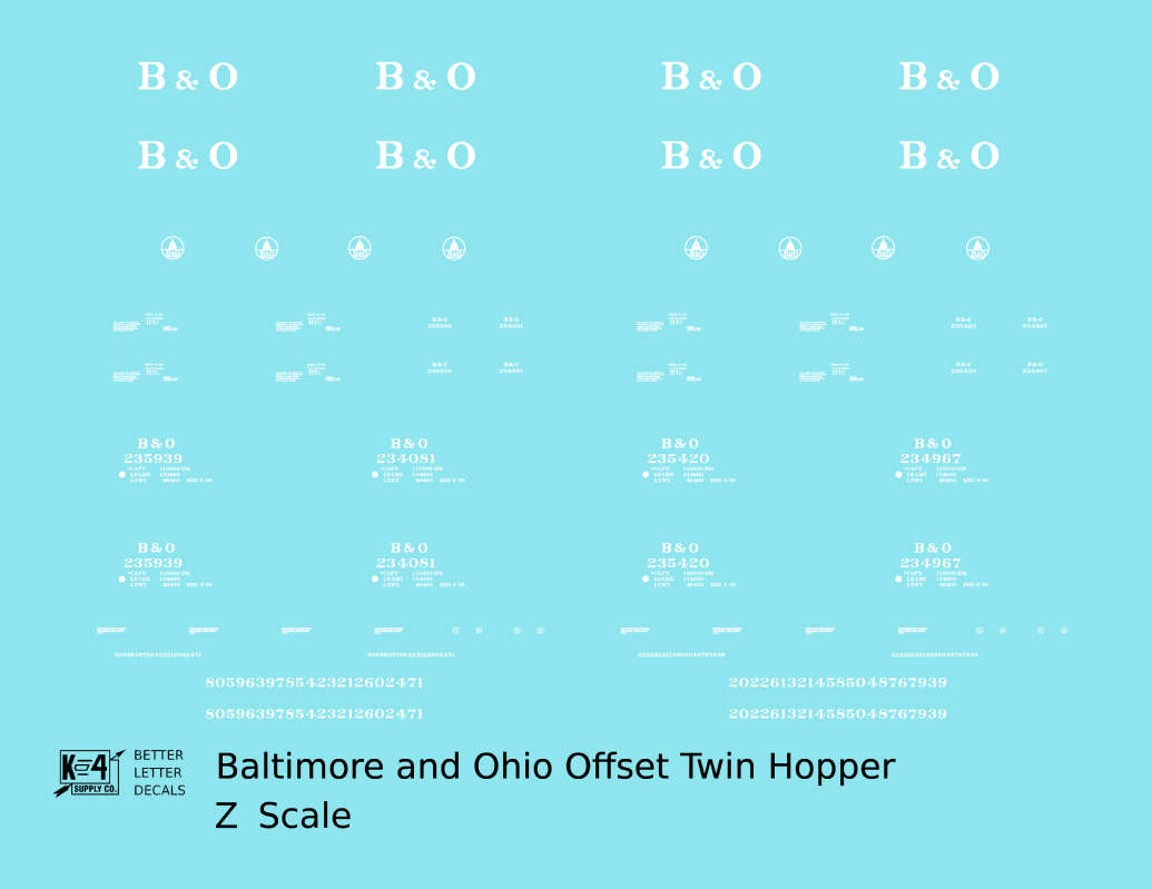 Baltimore and Ohio Offset Twin Hopper White