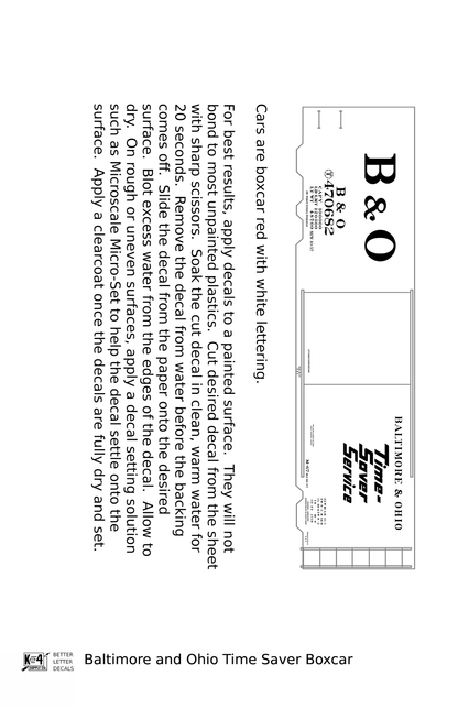 Baltimore and Ohio 40 Ft Boxcar White Time Saver Service