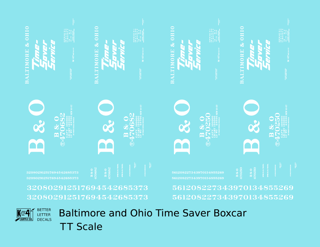 Baltimore and Ohio 40 Ft Boxcar White Time Saver Service