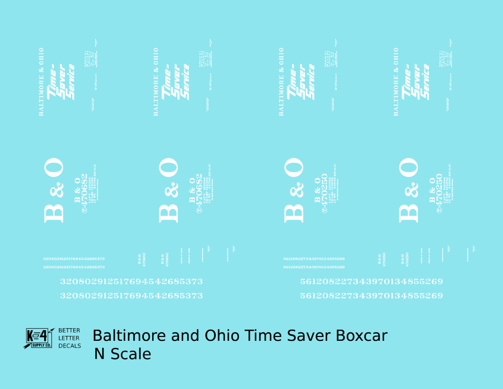 Baltimore and Ohio 40 Ft Boxcar White Time Saver Service