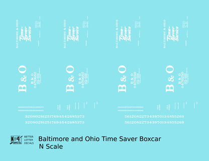 Baltimore and Ohio 40 Ft Boxcar White Time Saver Service