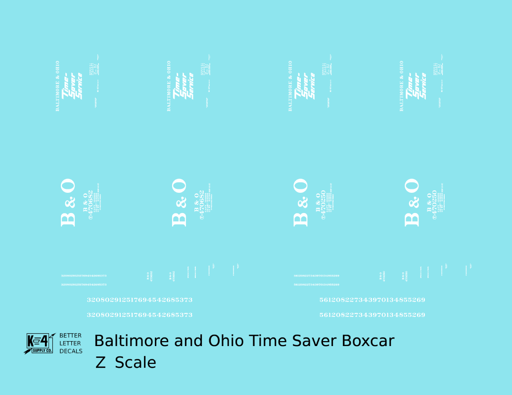 Baltimore and Ohio 40 Ft Boxcar White Time Saver Service