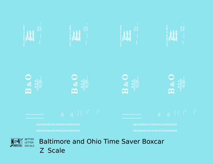 Baltimore and Ohio 40 Ft Boxcar White Time Saver Service