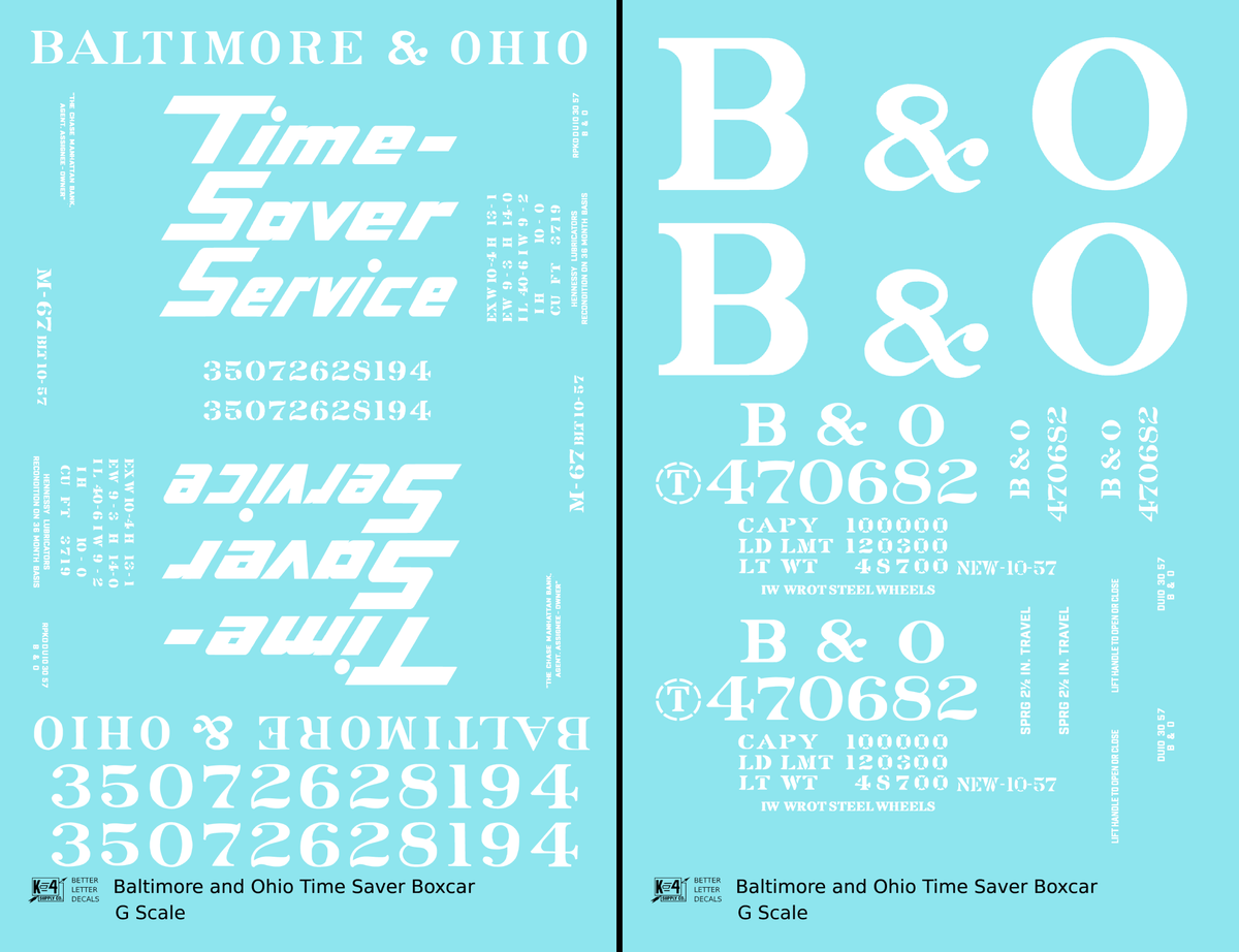 Baltimore and Ohio 40 Ft Boxcar White Time Saver Service