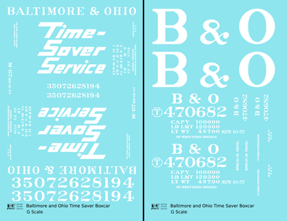 Baltimore and Ohio 40 Ft Boxcar White Time Saver Service