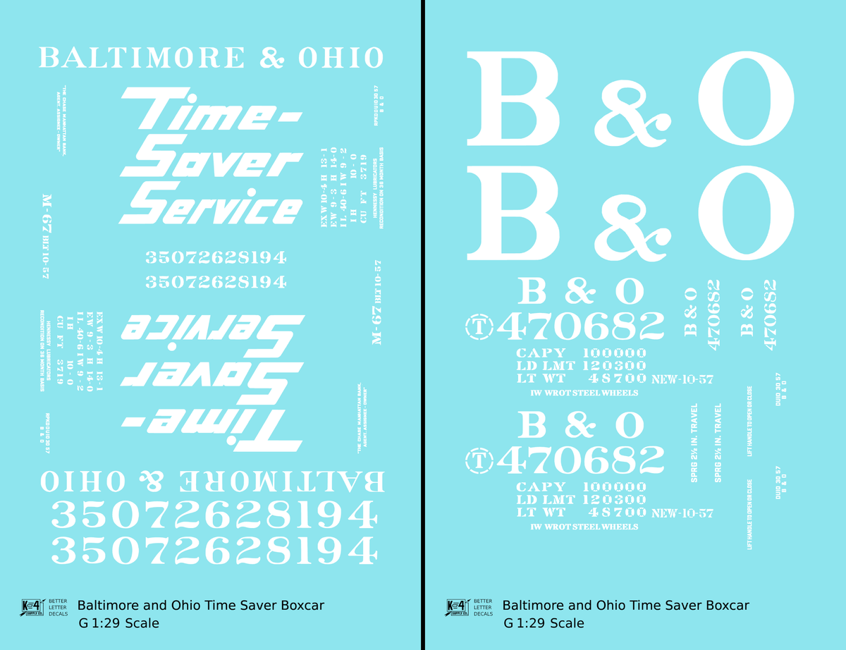 Baltimore and Ohio 40 Ft Boxcar White Time Saver Service