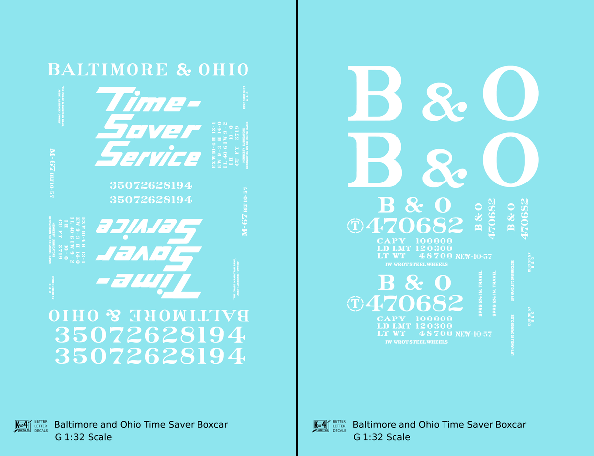 Baltimore and Ohio 40 Ft Boxcar White Time Saver Service