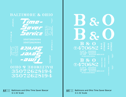 Baltimore and Ohio 40 Ft Boxcar White Time Saver Service