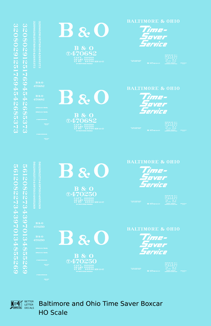 Baltimore and Ohio 40 Ft Boxcar White Time Saver Service
