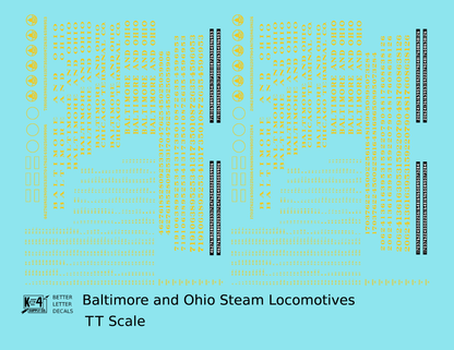 Baltimore & Ohio B&O B&OCT Steam Locomotive Dulux Gold  - Decal - Choose Scale