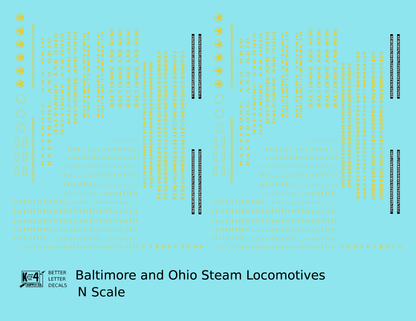 Baltimore & Ohio B&O B&OCT Steam Locomotive Dulux Gold  - Decal - Choose Scale