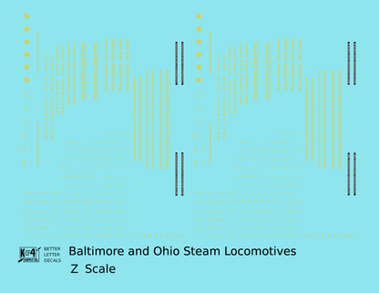 Baltimore & Ohio B&O B&OCT Steam Locomotive Dulux Gold  - Decal - Choose Scale