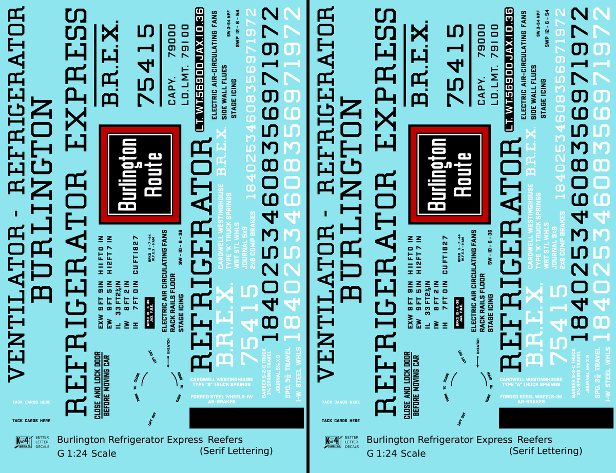 Burlington Refrigerator Express BREX Ice Reefer Black Serif