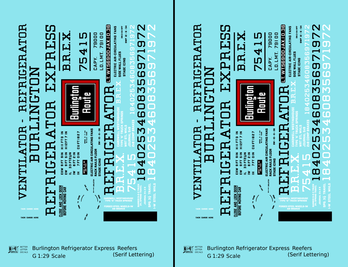 Burlington Refrigerator Express BREX Ice Reefer Black Serif