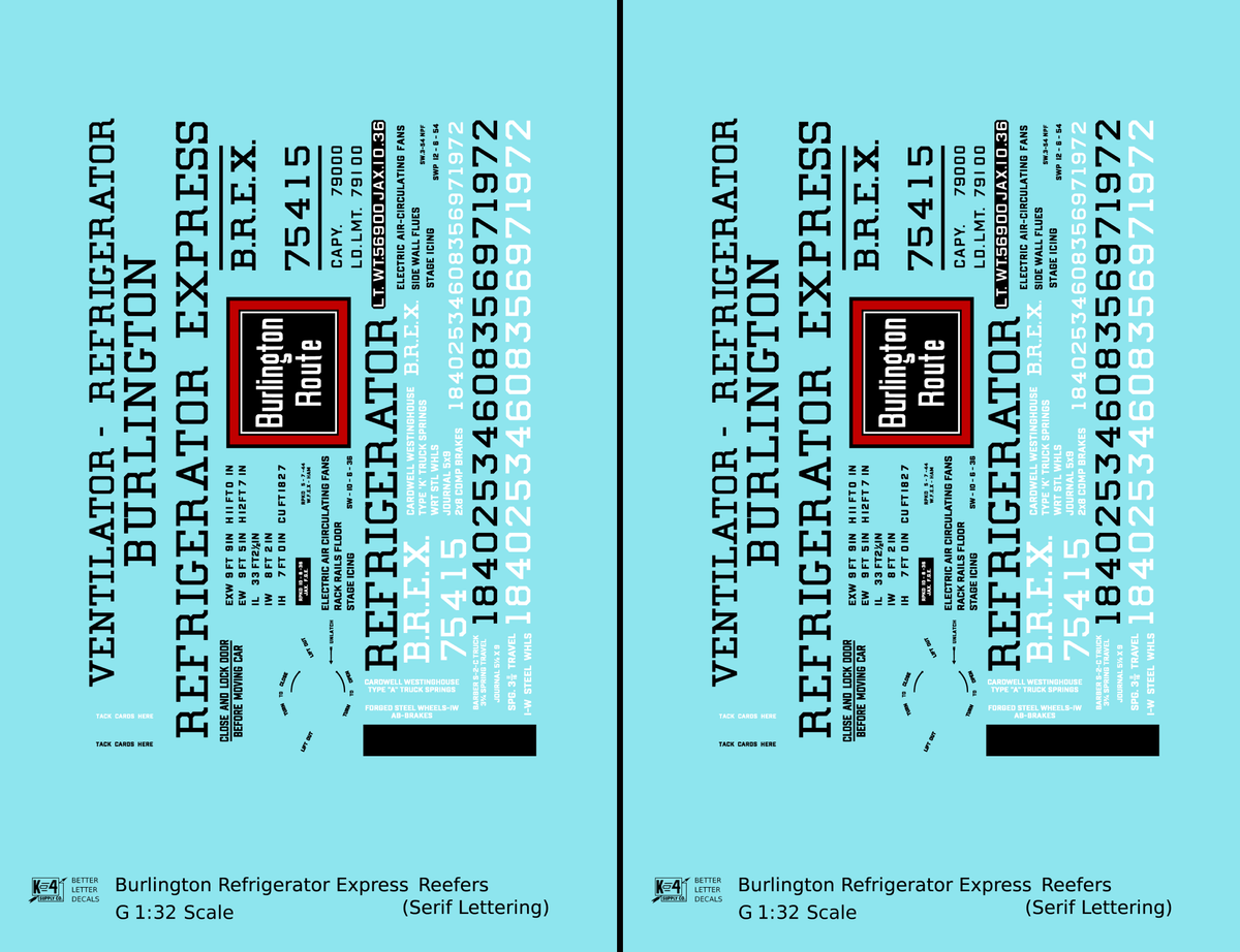 Burlington Refrigerator Express BREX Ice Reefer Black Serif