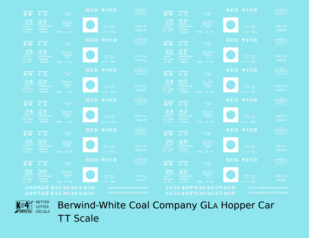 Berwind Coal GLCa Hopper Car White