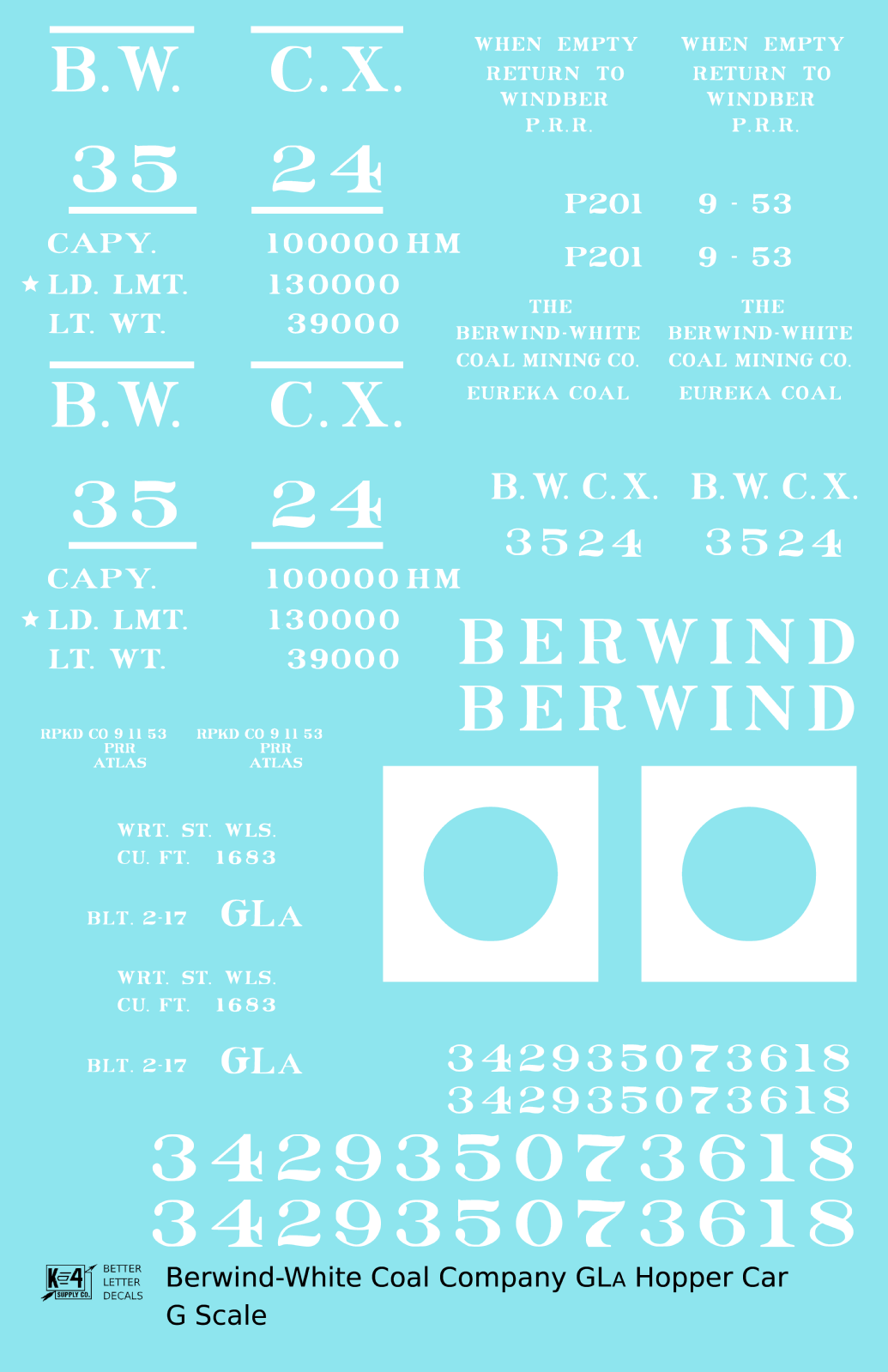 Berwind Coal GLCa Hopper Car White