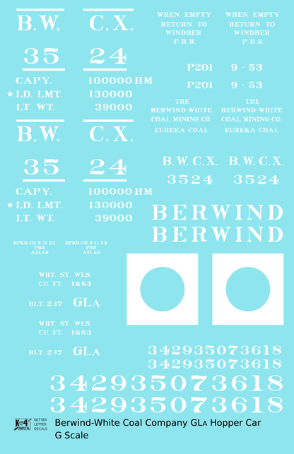 Berwind Coal GLCa Hopper Car White