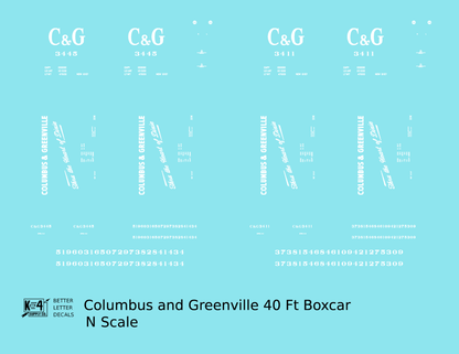 Columbus and Greenville 40 Ft Boxcar White