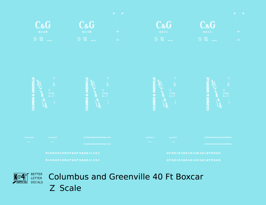 Columbus and Greenville 40 Ft Boxcar White
