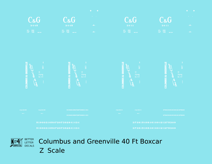 Columbus and Greenville 40 Ft Boxcar White