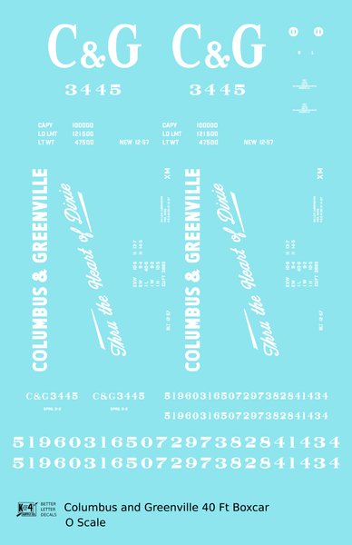 Columbus and Greenville 40 Ft Boxcar White