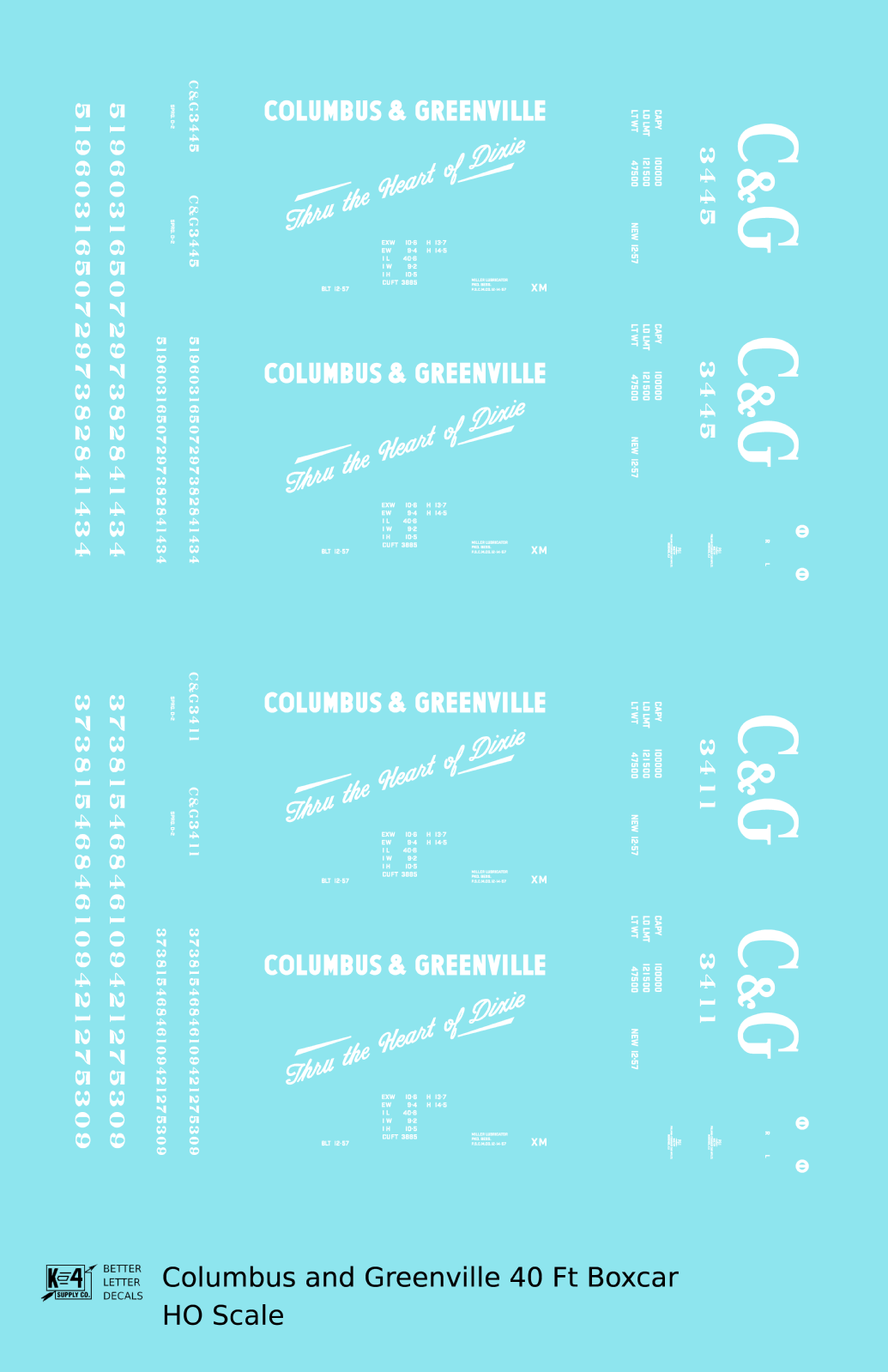 Columbus and Greenville 40 Ft Boxcar White