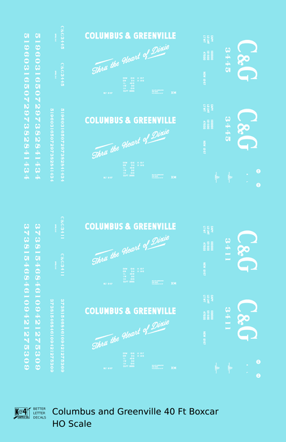 Columbus and Greenville 40 Ft Boxcar White