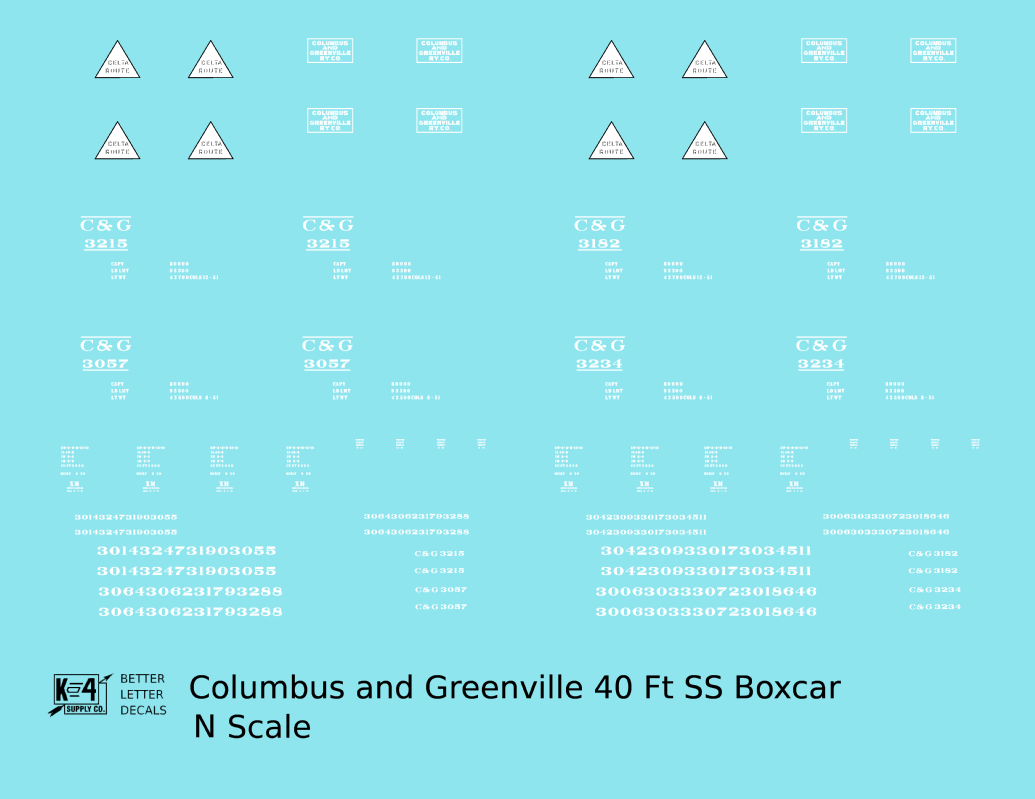 Columbus and Greenville Single Sheathed 40 Ft Boxcar White