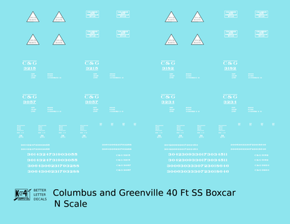 Columbus and Greenville Single Sheathed 40 Ft Boxcar White