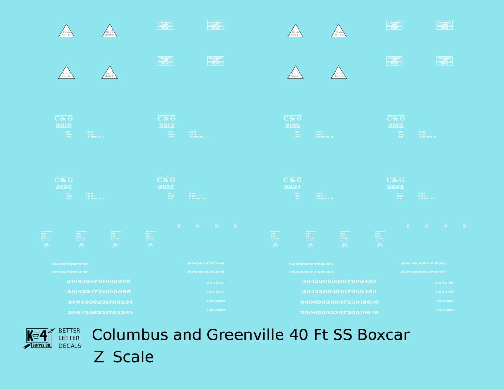 Columbus and Greenville Single Sheathed 40 Ft Boxcar White