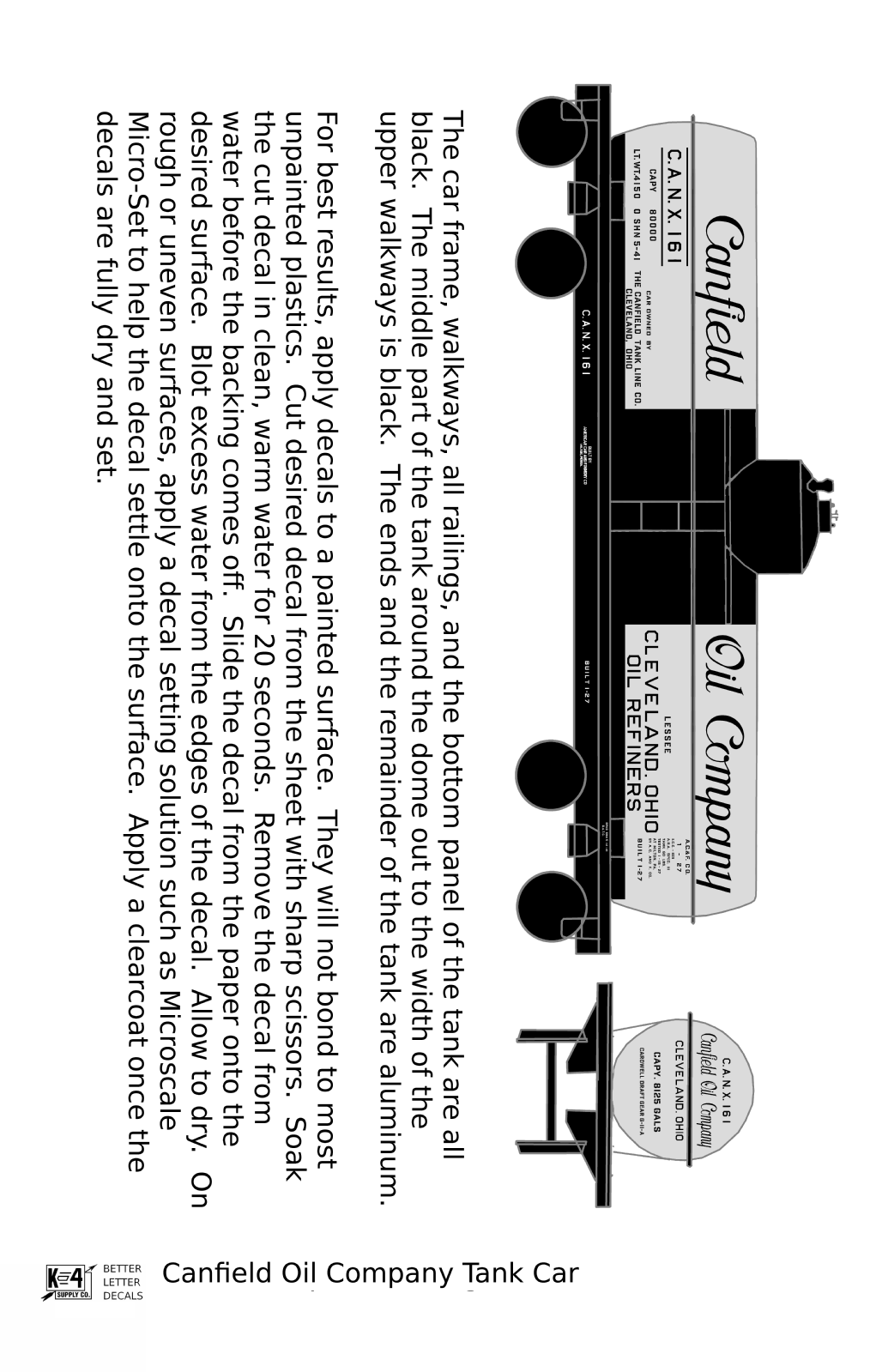 Canfield Oil Company 8000 Gallon Tank Car Black Cleveland Ohio