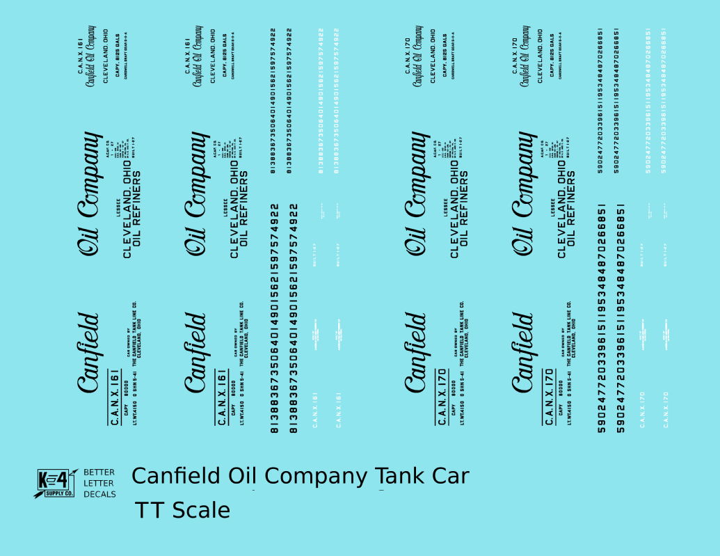 Canfield Oil Company 8000 Gallon Tank Car Black Cleveland Ohio